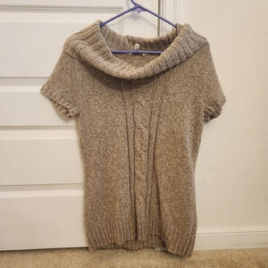 Dress Barn Beige Knit Vest Womens Size Petite Large Turtleneck #V520